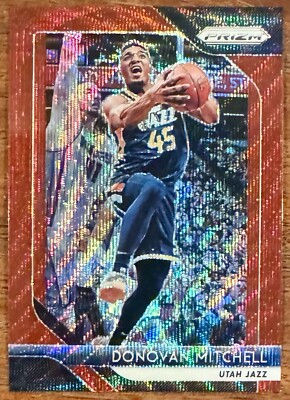 2018-19 Panini Prizm Ruby Red Wave Refractor #143 Donovan Mitchell Jazz 2nd Year
