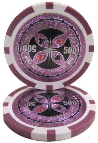 25 Ultimate Poker Chips Purple $500 14g Clay Composite Poker Chips