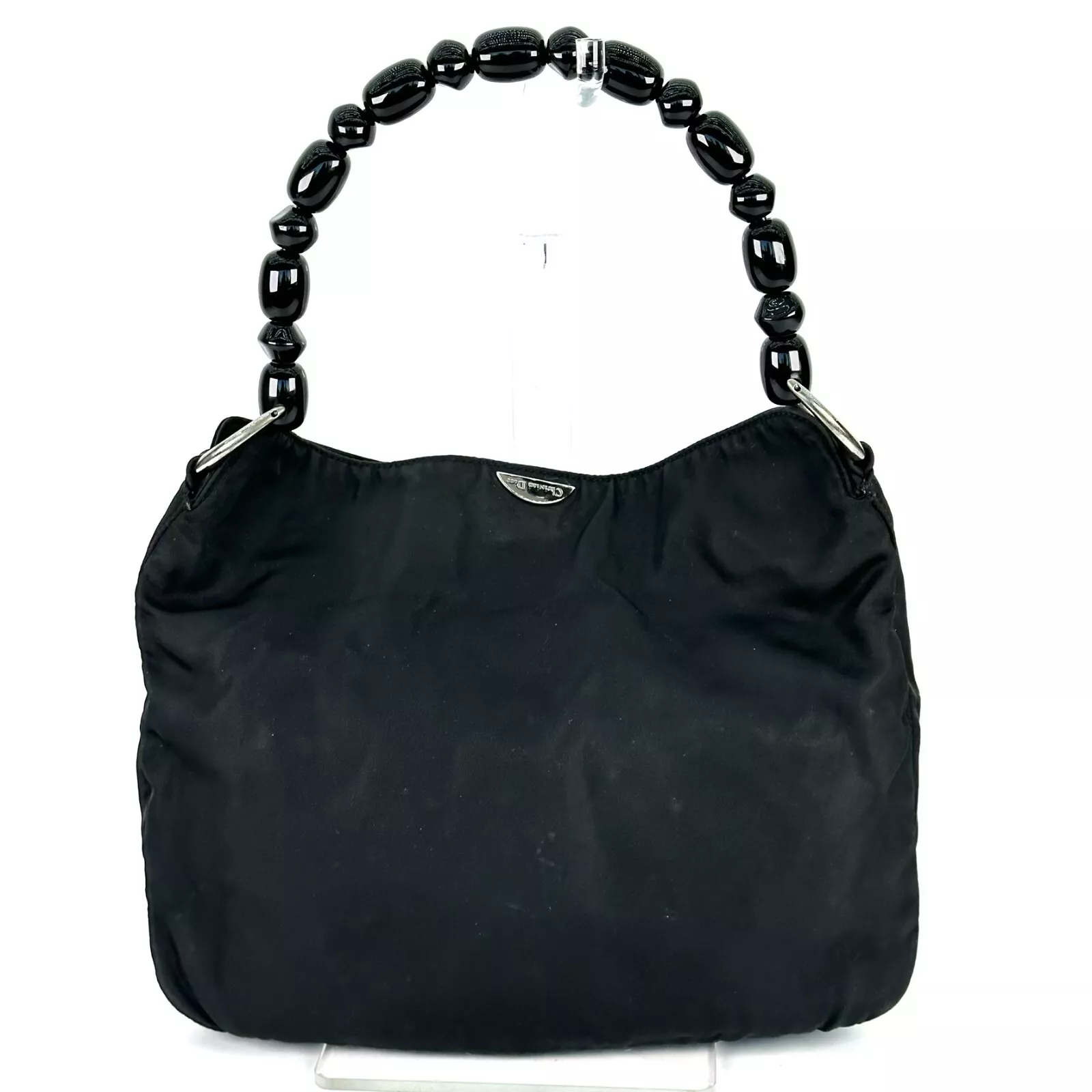 Sac à main Christian Dior Maris en nylon noir nacré authentique du Japon