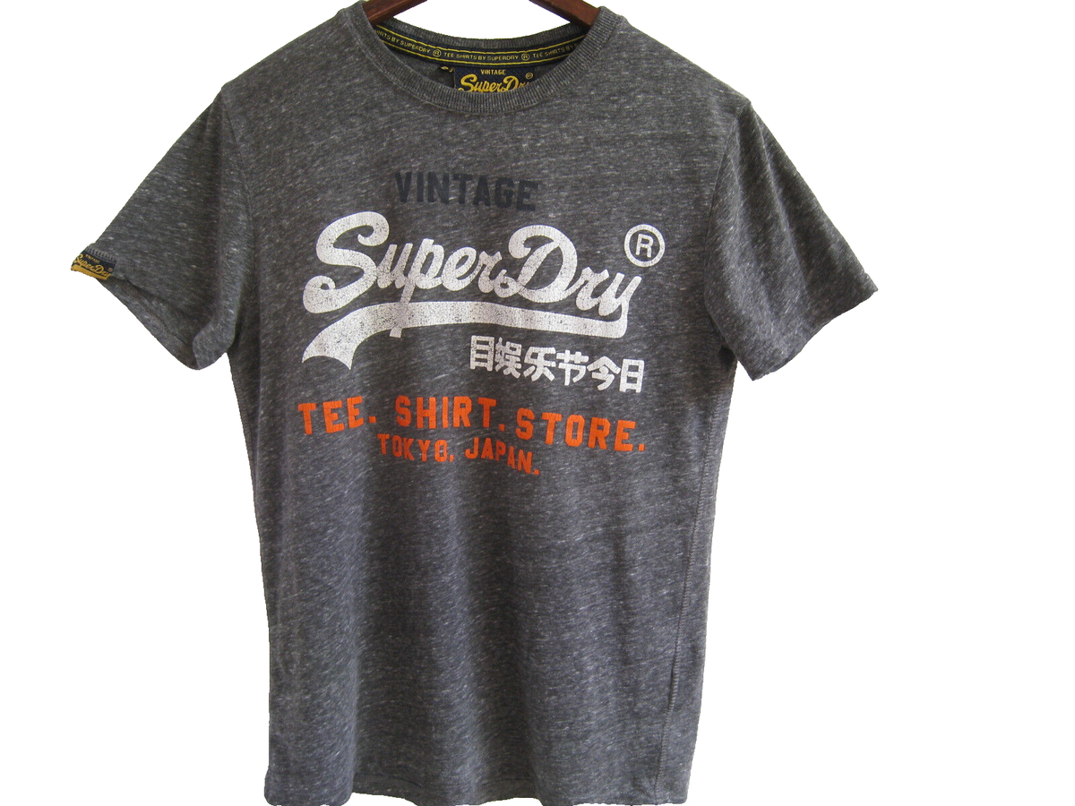 Superdry★メタリック ロゴ☆コットン☆Tシャツ SUPERDRY TOKYO JAPAN CRACKED GRAPHIC GRAY T-SHIRT MEN'S SIZE