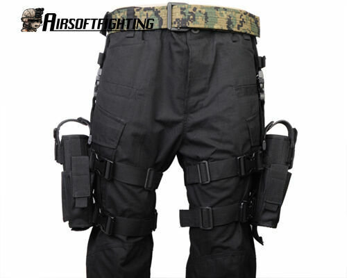 Tactical Adjustable Pistol/Gun Drop Leg Thigh Holster Mag Pouch Right Left Hand - Picture 3 of 12