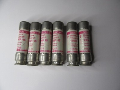 Lot of 6 Gould  Shawmut Tri-onic TRNR 45 fuses HRCI-R