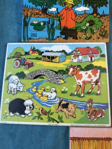 5 X Vintage Galt Toys 1970s Wooden Tray/ Jigsaws ( Farm , House,garden ,Ark, Hen - Picture 6 of 13