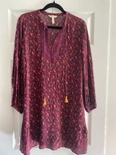 Matilda Jane Womens Small Burgundy Floral Tunic Dress Cottagecore Bloomcore Eve
