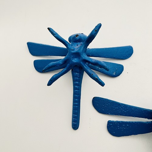 Blaue Gusseisen Gartenkäfer LIBELLE Figuren Insekt Libellen 3 Stück - Bild 9 von 12