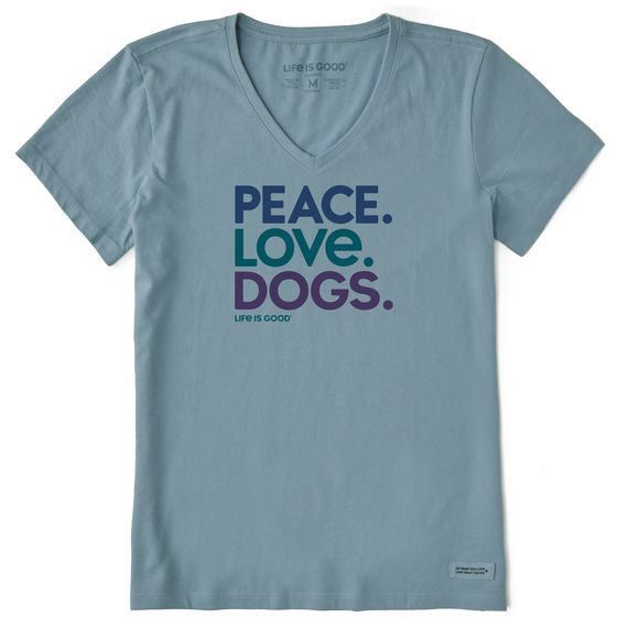 Life Is Good Peace Love Dogs Short Sleeve Crusher Vee