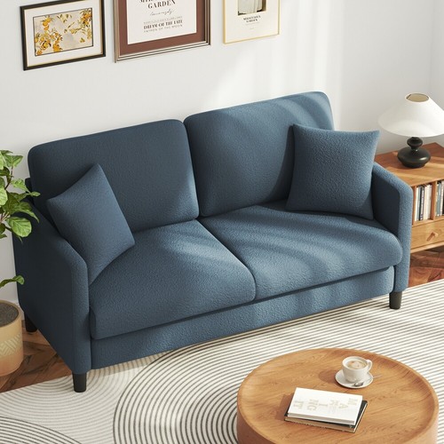 Sofa 2/3 Sitzer Werkzeugfreier Aufbau Couch Teddy Fleece Loungesofa Ganzholz NEU - Bild 66 von 101