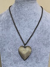 Burnish Brass Antique Look Heart Locket Pendant Long Necklace