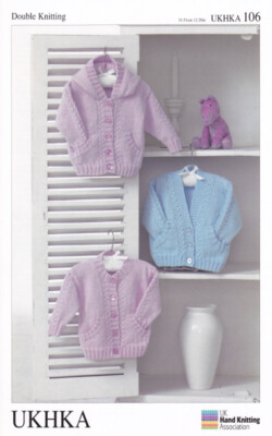 Baby Doppelstrick DK Muster Langarm Strickjacken Rippdetail UKHKA 106