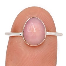 Natural Faceted Pink Opal - Peruvian 925 Silver Ring Jewelry s.8.5 CR68895