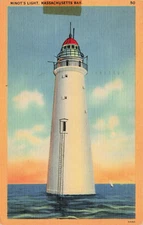 Postcard Minot's Light Massachusetts Bay MA Posted 1948