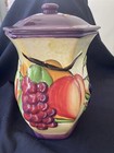 Biscotti Fruit Ceramic Cookie Canister Jar Hand Painted NONNI'S Purple Colorful — photo 3