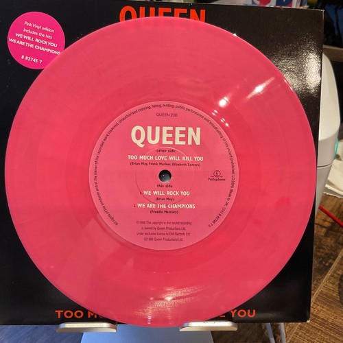 QUEEN 7" TOO MUCH LOVE WILL KILL YOU 1996 UK PRESS PINK VINYL M/NM EMI - Picture 3 of 3