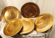 Lot of (9) Decorative Golden Leaf Chargers Plates 13"