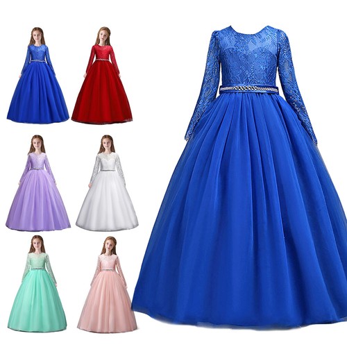 Teen Girls Bridesmaid Dresses Round Neck A-line Flowy Maxi Dress for 5-12 Year - Picture 17 of 59