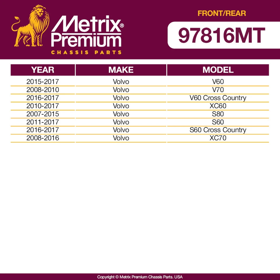 Front & Rear Sway Bar Stabilizer Link for 10-17 Volvo XC60 S60 15-17 V60 4 PCS - Image 2 of 4