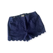 Crewcuts Scallop Hem Navy Blue Linen Shorts 10