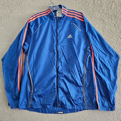 Adidas Jacket Womens Size Large Blue Response Formotion Zip Windbreaker Nylon