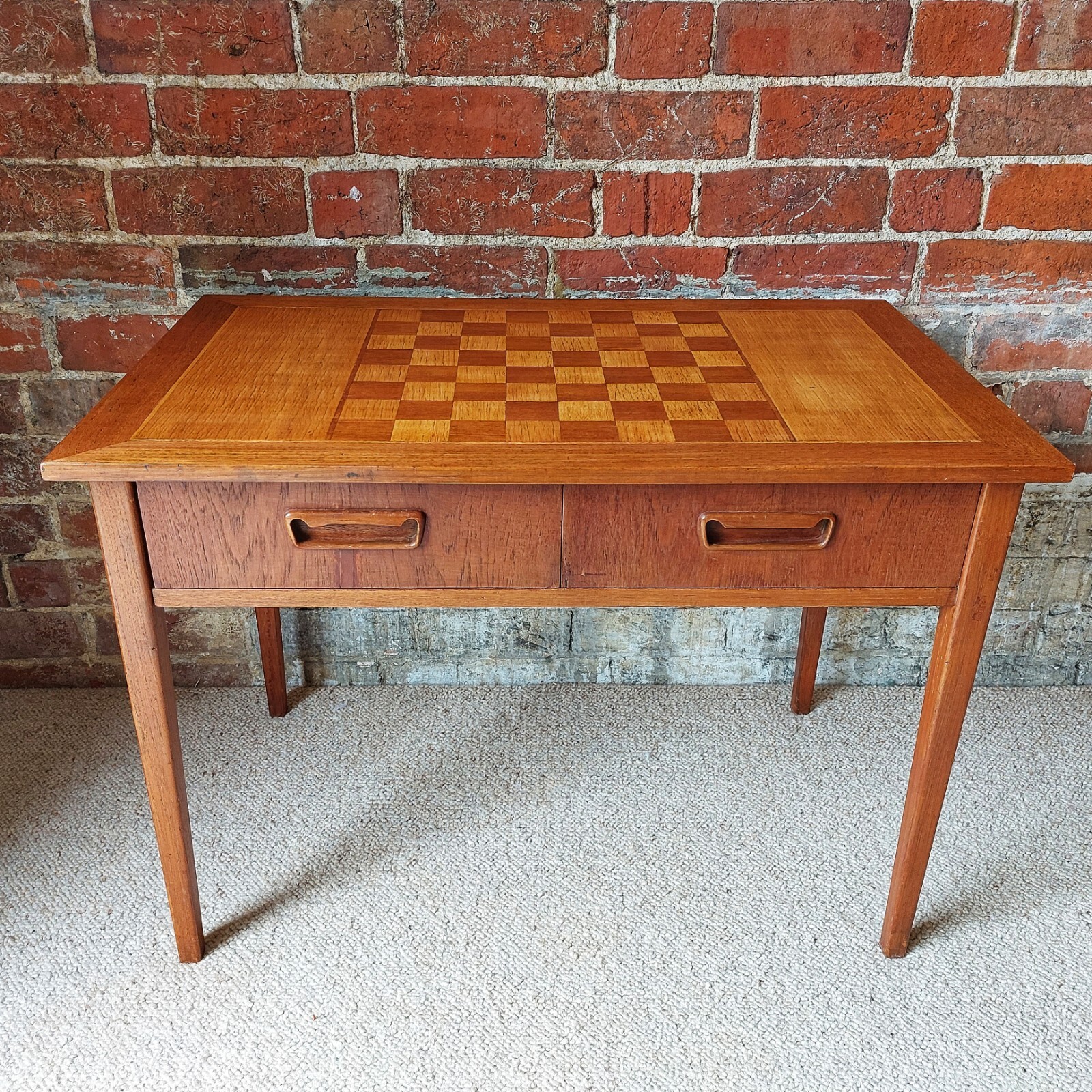 Fab Vintage Mid Century Modern Teak & Oak Card Chessboard Games Side