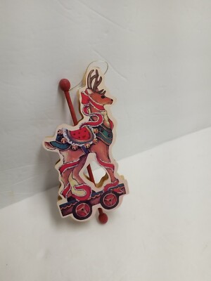 VTG 3D Balsa Wood Reindeer Carousel Ornament