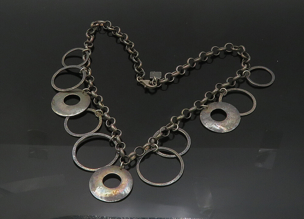 SILPADA 925 Silver  Vintage Dark Tone Open Circles Chain Necklace  NE3522 image 2