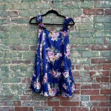 BHLDN Floral Dress Women's Size XS Babydoll Navy Pink Ruffle Bridal Coquette
