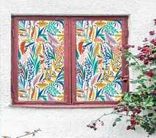 3D Yellow Leaf A580 Window Film Print Sticker Cling Stained Glass UV Zoe