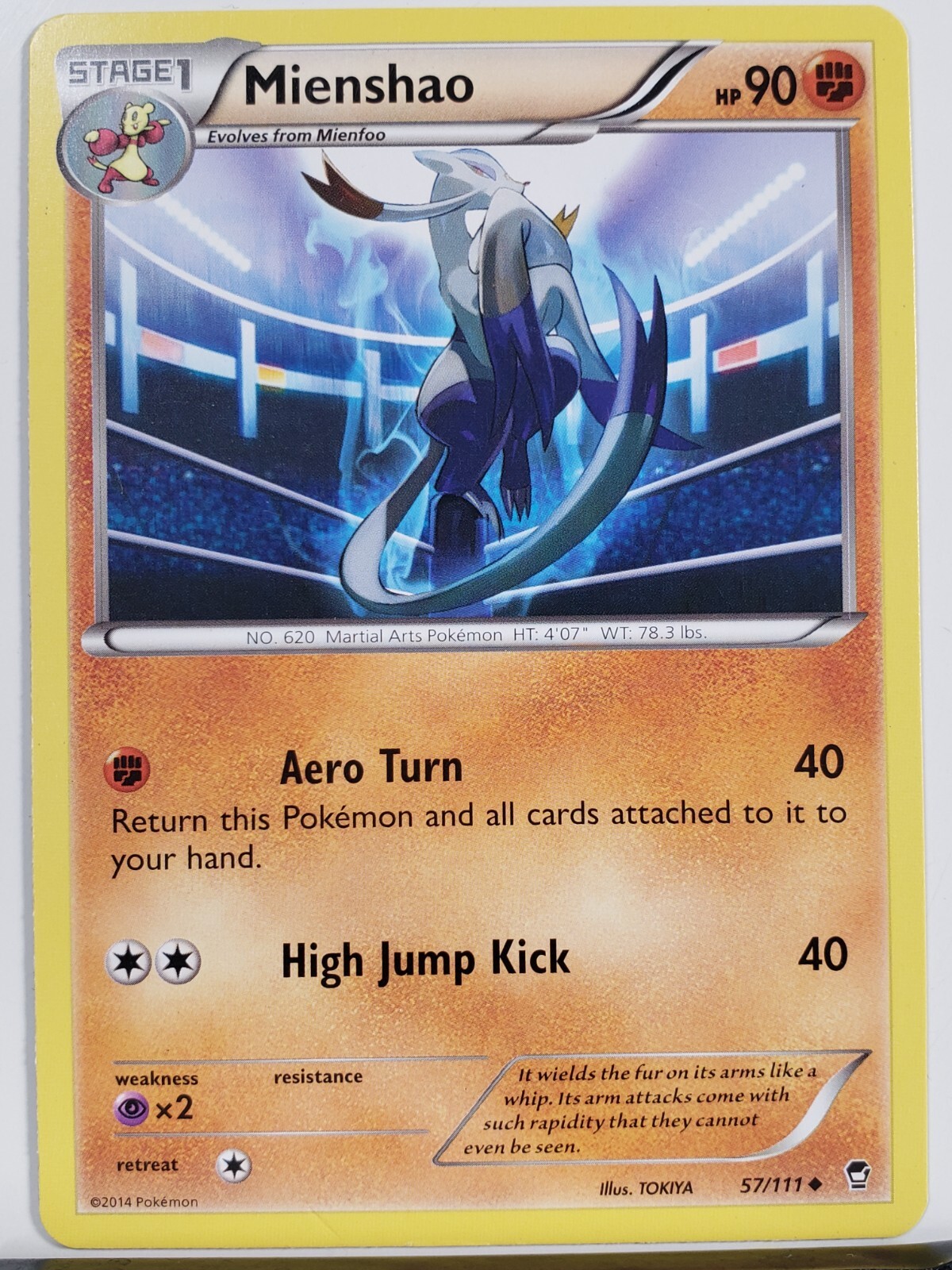Mienshao 57/111 - LP - XY Furious Fists Pokemon Card - TOKIYA Art