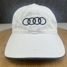 Audi Baseball Hat Cap Strapback Adjustable OSFM White Embroidered Logo Cotton