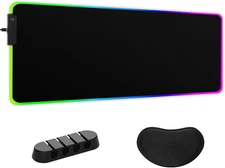 RGB Mouse Pad Gaming with Wrist Rest, 15 Colors, LED Light Desk Mat, Large wi...