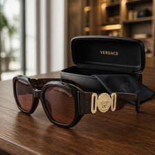Versace Sunglasses Brown Gold Medusa Octagon Angular