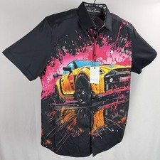 Robert Graham Button-Up Shirt Mens XL Splash Drifter Artwork Flip Cuff SS Cotton