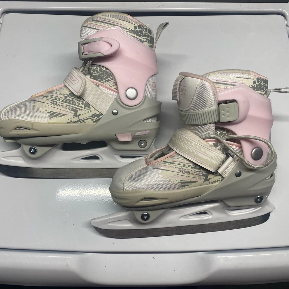 Patins de gelo ajustáveis para meninas DBX rosa e branco congelamento tamanhos 1 - 5 ajustáveis - Imagem 2 de 4