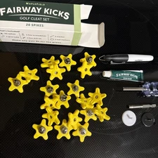 Golf Cleats Kit wth 20 Spikes and Tools for Flat Rubber Sole Conversion (Yellow)