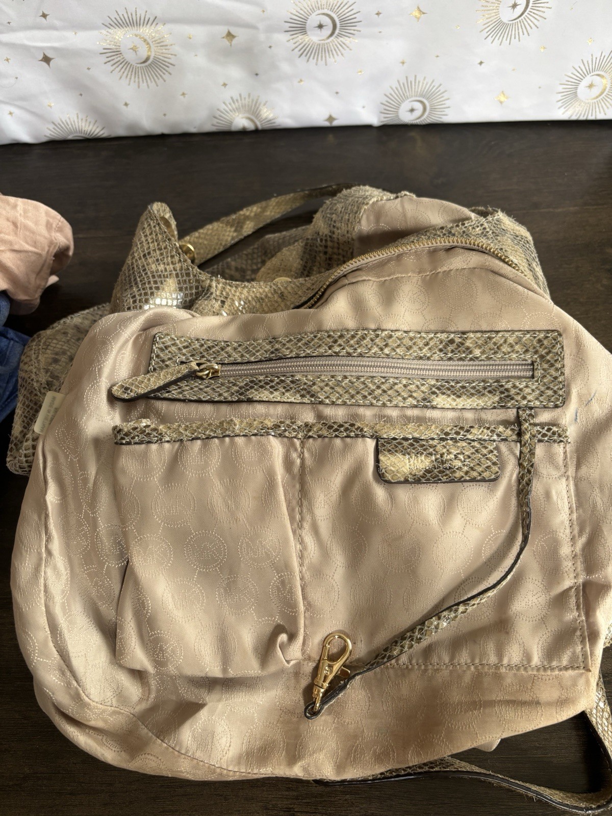 GUC Embossed Python design, leather hobo by Micha… - image 7