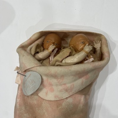 1949 Bi-Bye Baby plastic Fleischaker TWIN Squalling Baby Dolls 14'' - Realistic!