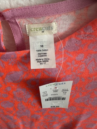 NWT CrewCuts Girls Short Sleeve Shirt Dress Pink Purple Floral Size 10 J. Crew - Picture 2 of 6