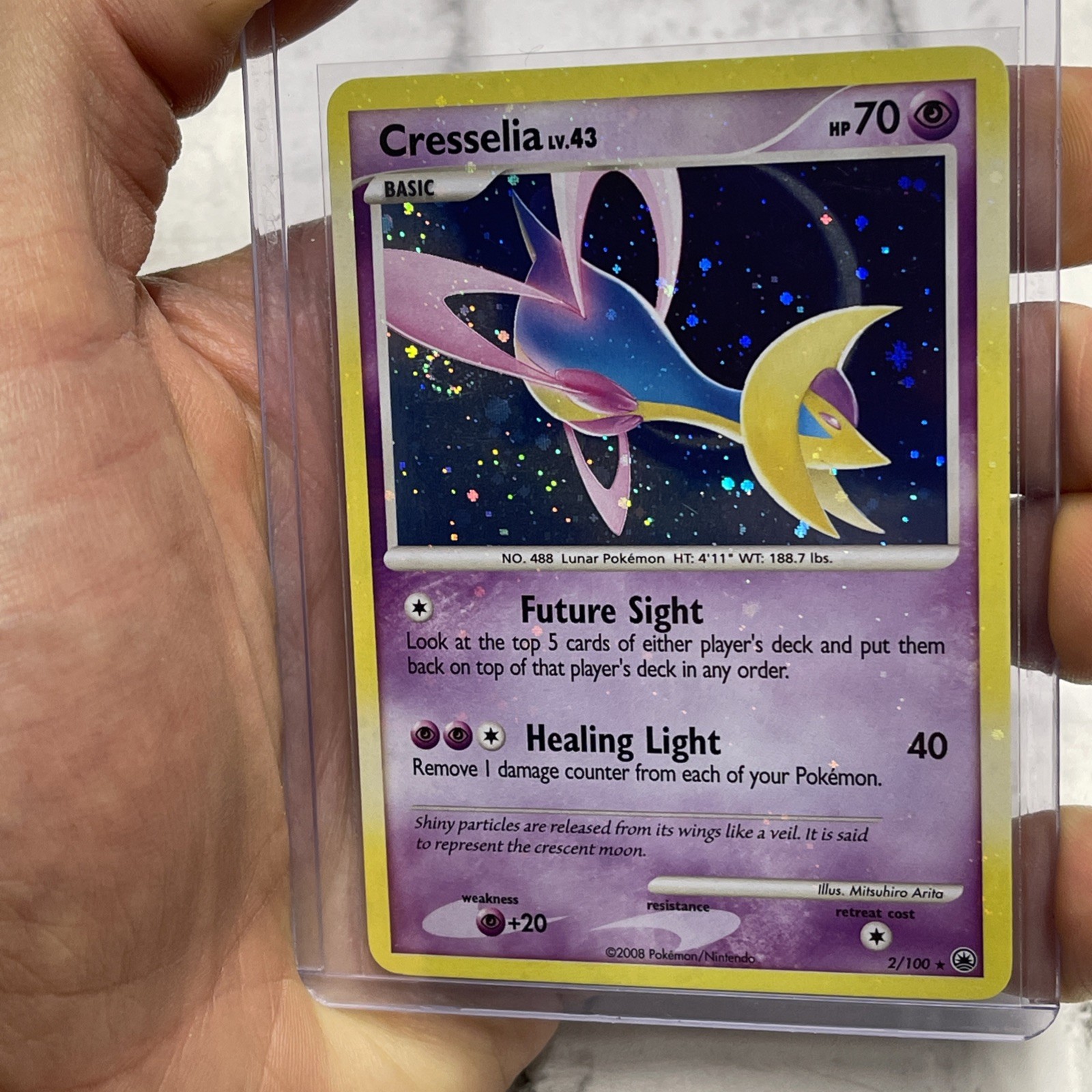 Pokémon TCG Cresselia Majestic Dawn 2008 Holo Rare 2/100 LP/NM Pokemon SWIRL