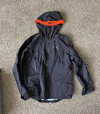 Helly Hansen ULLR Men's Sogn Shell 2.0 Hooded Ski Jacket Black/Orange XL