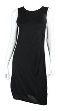CHANEL 09P Black Cashmere-Silk Knit Silver Flapbag Charm Shift Dress 42