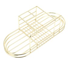 1 PC Badezimmerlagerstange Eisen ausgehöhlter Zahnbürstenbecher (golden)