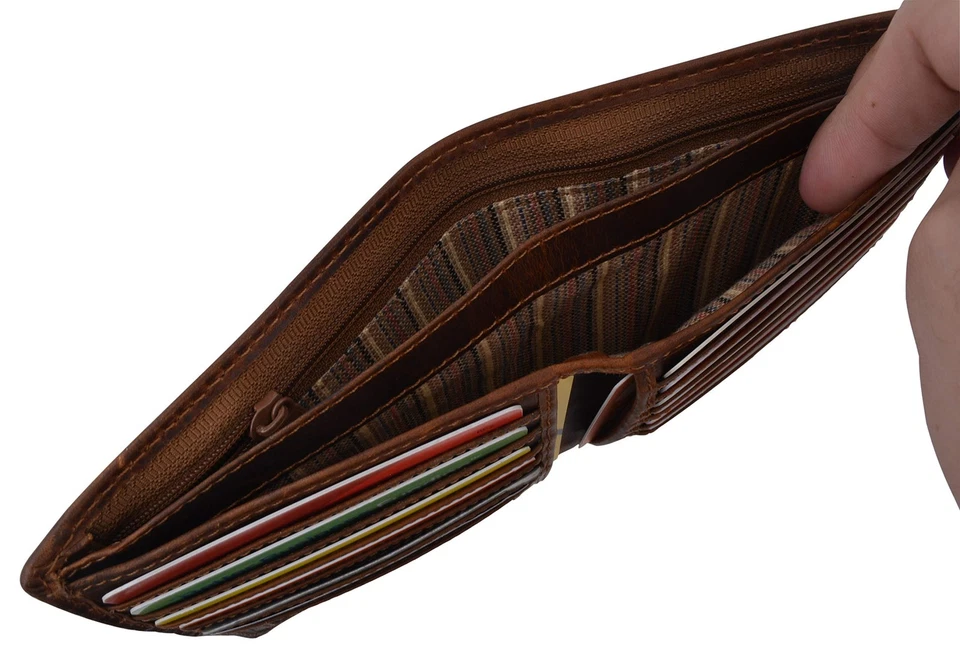 RFID Blocking Men's Slim Bifold Hipster Credit Card Premium Lambskin Leather ... - Image 4 of 4