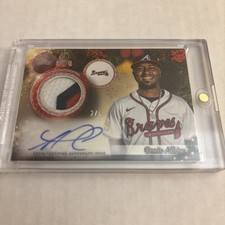 2025 Topps Holiday Ozzie Albies Auto Patch Relic Red # 2/5 Braves PAR-OA