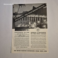 1937 Cunard White Star Cruise Ship Brilliance For Your Winter Cruising