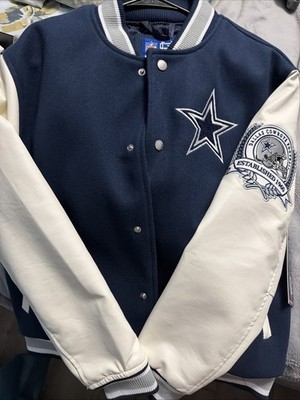 Cowboys NFL Men's Embroidered Helmet Varsity Letterman Jacket Size SMALL New NWT