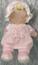 Kids Preferred Baby Doll Pink Satin Velour Butterfly Closed Eyes Plush Lovey Toy