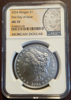 #ad 2024 uncirculated morgan silver dollar ngc ms 70 first releases $94.95