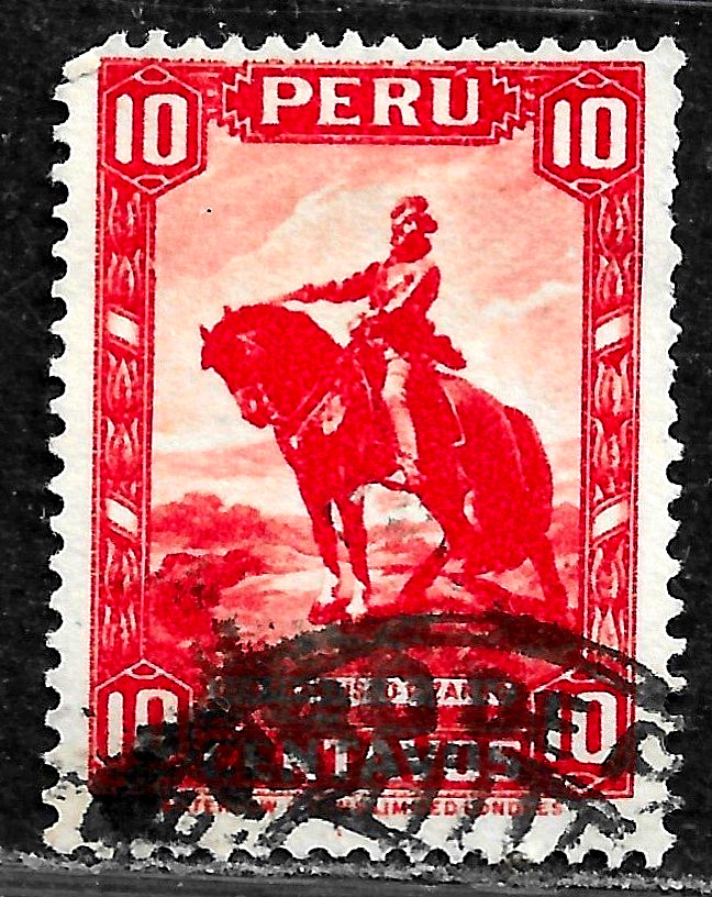 HICK GIRL- USED PERU STAMPS   SC#319  1934   PIZARRO ON HORSE   C693