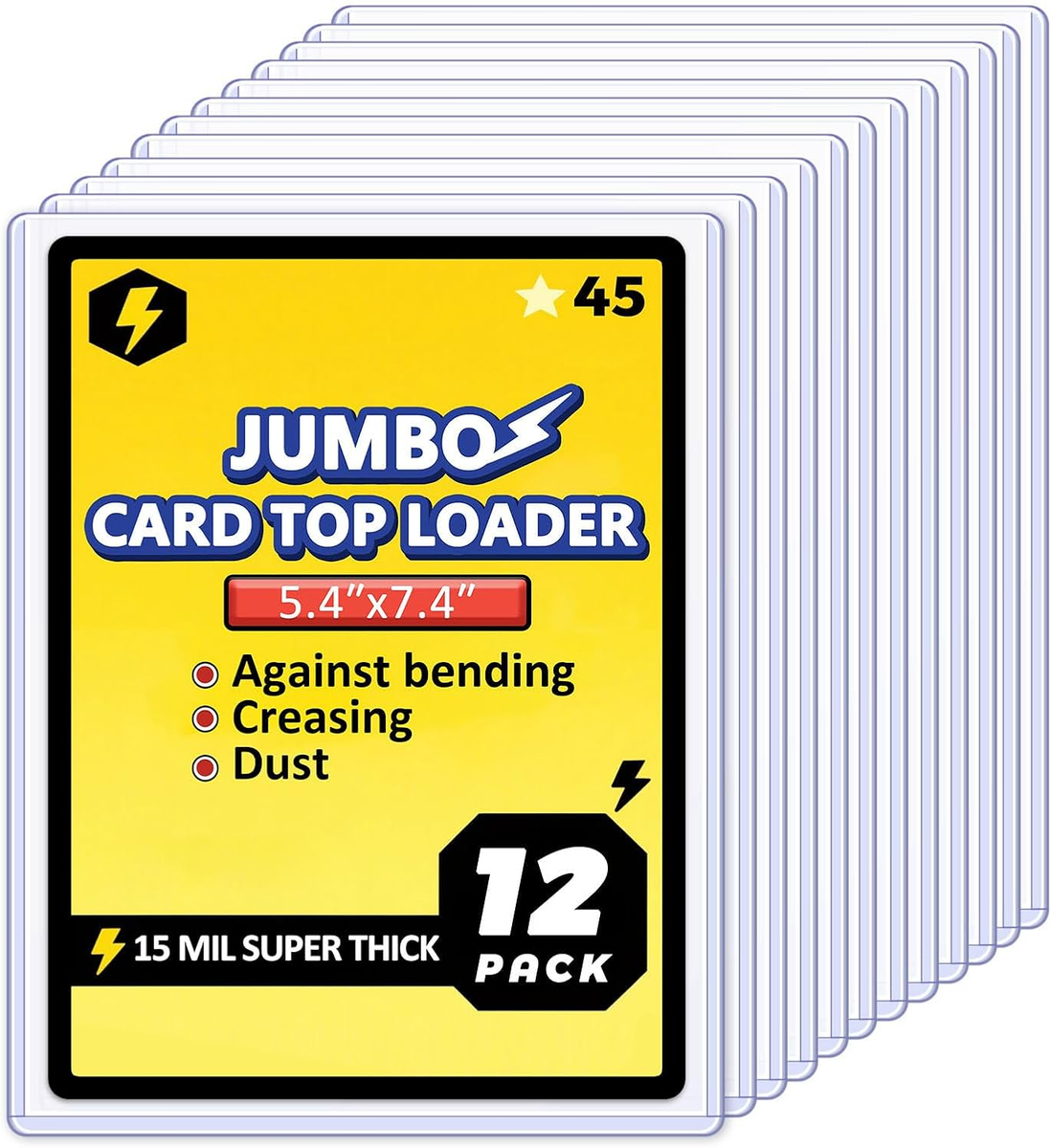 Jumbo Card Hard Sleeves, Top Loader for 5.4X7.4″ Jumbo Card -12 Pack