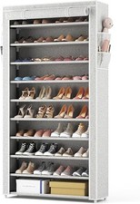 ROJASOP 10 Tier Shoe Rack with Covers Large Capacity Stackable Tall Printing
